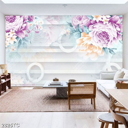 Tranh 3D hoa mẫu đơn dán tường đẹp