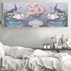 Tranh 3D hoa mộc lan và chim công