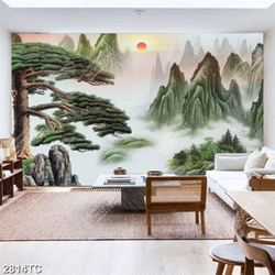 Tranh cây tùng trên núi