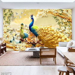 Tranh đôi chim công và hoa mộc lan