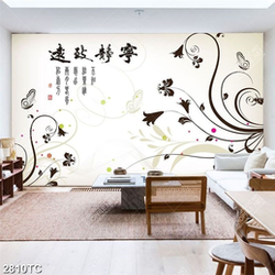 Tranh 3D hoa văn in dán tường