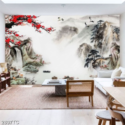 Tranh hoa đào và phong cảnh non nước hữu tình