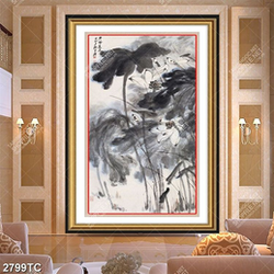 Tranh thư pháp hoa Sen