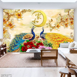 Tranh đôi công và hoa mẫu đơn