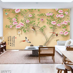 Tranh hoa đào và chim