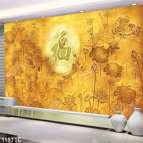 Tranh trúc chỉ wall in 3d ánh trăng tròn và hoa sen