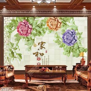 Tranh hoa mẫu đơn in gạch đẹp