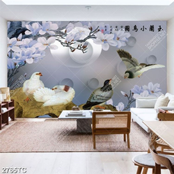 Tranh hoa mộc lan và chim