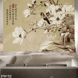 Tranh thư pháp hoa mộc lan