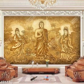 Tranh trúc chỉ wall 3d đức phật và phật quan âm