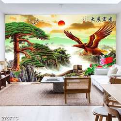 Tranh cây tùng vàchim đại bàng