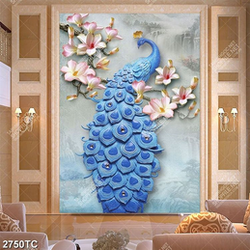 Tranh lụa 3D chim công