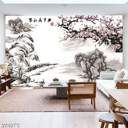 Tranh phong cảnh và hoa đào