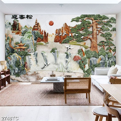 Tranh phù điêu đá cảnh thác nước