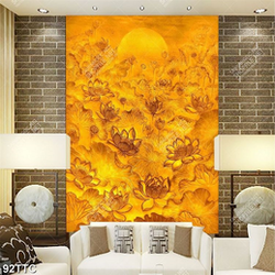 Tranh trúc chỉ nghệ thuật hoa sen dưới trăng tròn