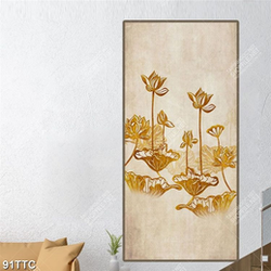 Tranh trúc chỉ in uv những bông hoa sen bên trăng