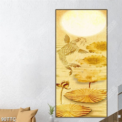 Tranh trúc chỉ 3d thác nước bên hàng tre xanh