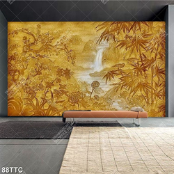 Tranh trúc chỉ trang trí hoa sen khoe sắc rực rỡ