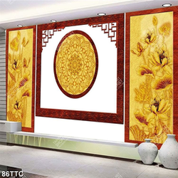 Tranh trúc chỉ psd hoa sen chen chúc ngàn lá sen