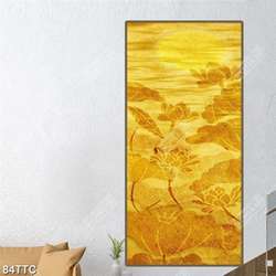 Tranh trúc chỉ in uv những bông sen và trăng tròn