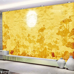 Tranh trúc chỉ trang trí ánh trăng bên đầm hoa sen