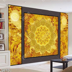 Tranh trúc chỉ psd hai con rồng quấn quanh cột