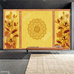 Tranh trúc chỉ in uv những bông hoa sen bên trăng