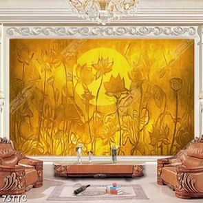 Tranh trúc chỉ wall đầm hoa sen dưới ánh nắng