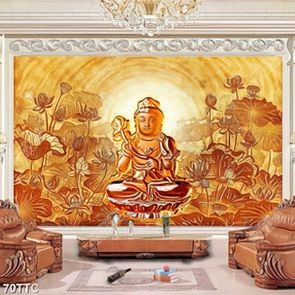 Tranh trúc chỉ in uv đức phật trong đầm sen