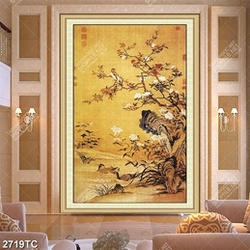 Tranh chim và cây hoa mai