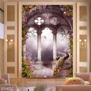 Tranh khung cửa vòm cổ điển in dán tường đẹp