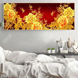 Tranh tài lộc hoa mẫu đơn vàng