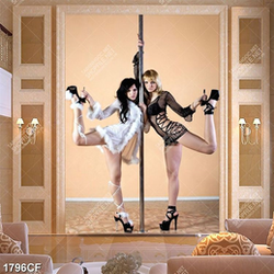 Tranh 2 thiếu nữ múa cột