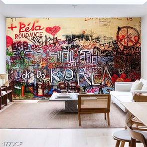 Tranh nghệ thuật graffity dán tường trang trí quán cà phê