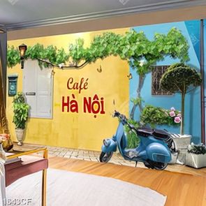 Tranh dán tường cà phê Hà Nội