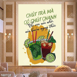 Tranh dán tường quán trà sữa
