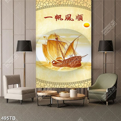 Tranh vẽ chiếc thuyền trên con sóng lớn in uv