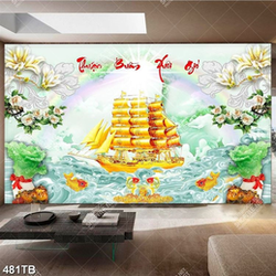 Tranh đá giả ngọc thuận buồm xuôi gió file gốc