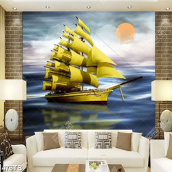 Tranh ghép chiếc thuyền màu vàng chất lượng cao