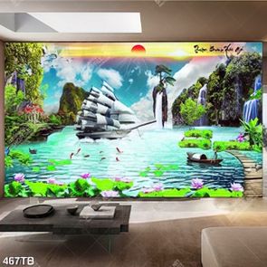 Tranh thuận buồm thiên nhiên giao hoan nghệ thuật