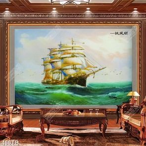 Tranh sơn dầu con thuyền vượt sóng đẹp nhất