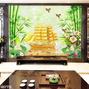 Tranh giả ngọc cá chép và thuyền vàng file psd