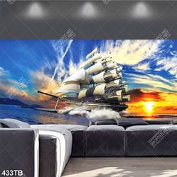 Tranh thuyền vượt sóng trang trí phòng chất lượng cao Tranh thuyền vượt sóng trang trí phòng chất lượng cao