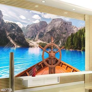 Tranh thuyền vươn khơi in kính