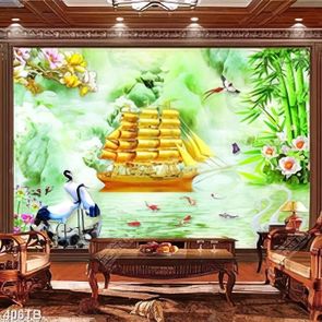 Tranh giả ngọc thuyền và cá chép chất lượng cao