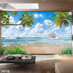 Tranh thuận buồm chiếc thuyền vượt sóng trang trí tường