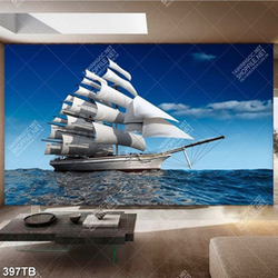 Tranh trang trí tường chiếc thuyền lênh đênh trênh biển