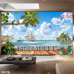 Tranh chiếc thuyền trên biển đảo đẹp nhất