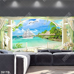 Tranh ban công trên biển hướng ra chiếc thuyền đẹp nhất