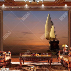 Tranh thuyền buồm trên biển nghệ thuật trang trí tường